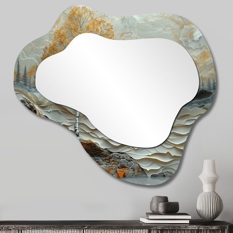 Miroir mural traditionnel doré Golden Sunset, 25 po x 28 po