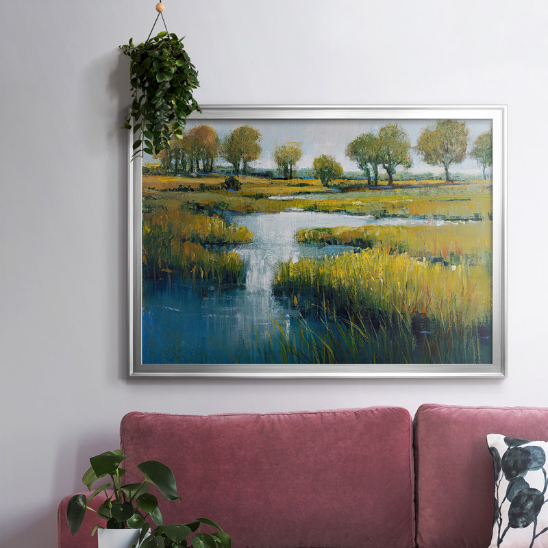Marshland View III, reproduction d'art sur toile, Argent, H 26 po x l 38 po x P 1,5 po