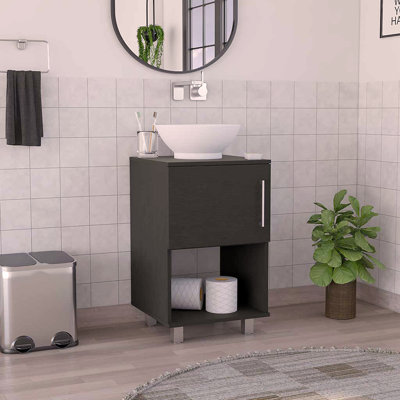 Meuble-lavabo simple 18 po avec une tablette ouverte et une armoire à porte simple