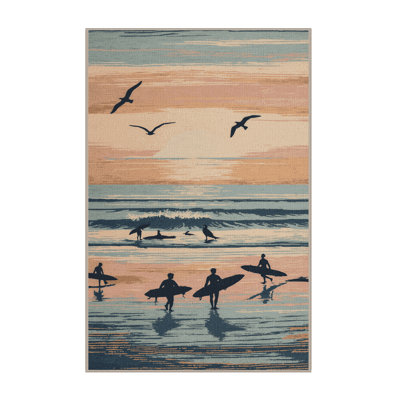 Washable Dawn Patrol Coastal Area Rug