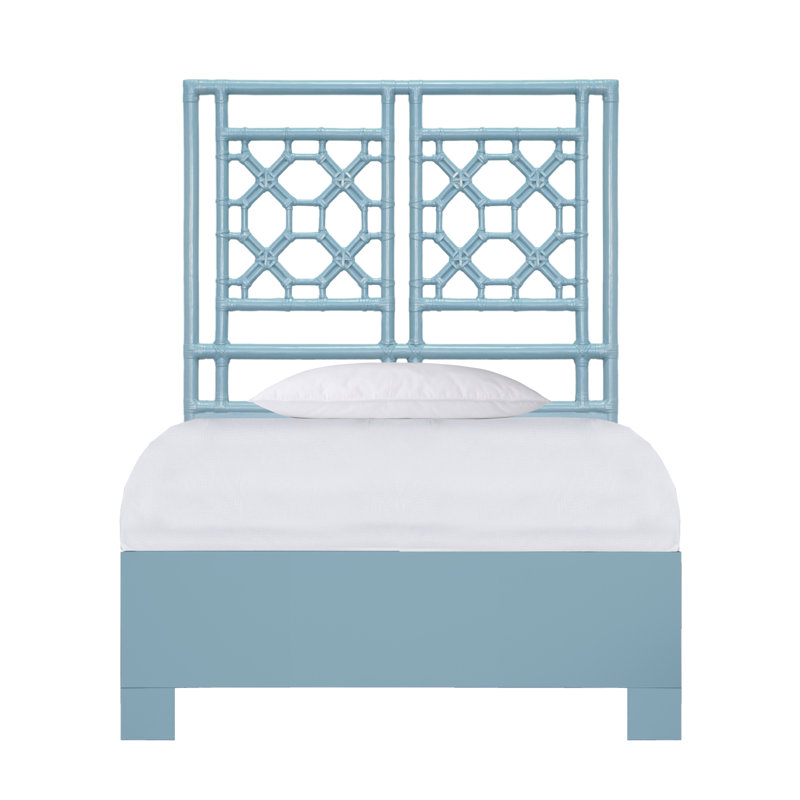 Lattice Back Platform Bed, Twin XL, Pool Blue