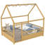 Lit de plancher à structure double en couleur naturelle, structure en bois de pin, haute clôture pour un espace confortable, lit d'entrée spacieux en pin, baffle, construction stable-1911867689