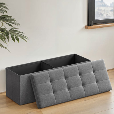 Storage Ottoman Bench, Foldable Ottoman Foot Rest, 15 X 43.3 X 15 Inches, End Of Bed Bench, Storage Chest, Load Up To 660 Lb, For Living Room, Bedroom, Entryway