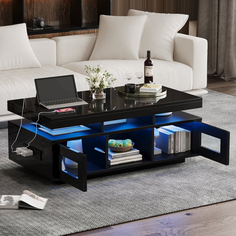 Coffee Table with Storage, Black