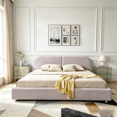 Tête de lit courbée de style moderne et minimaliste avec pieds incurvés et pieds robustes