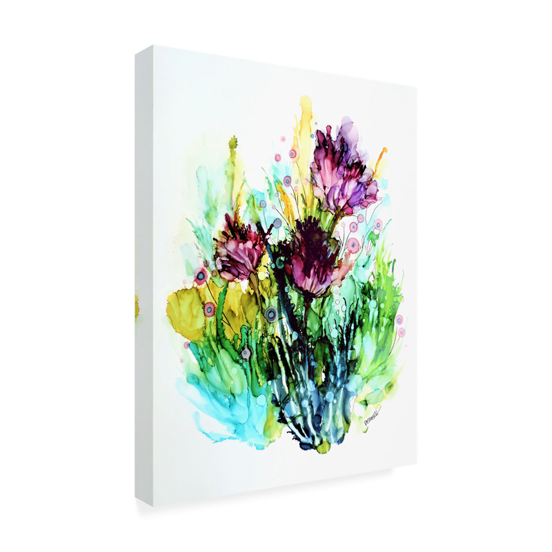 Sylvie Demers, «Certaines fleurs sont des chansons», art sur toile, H 19 po x l 14 po