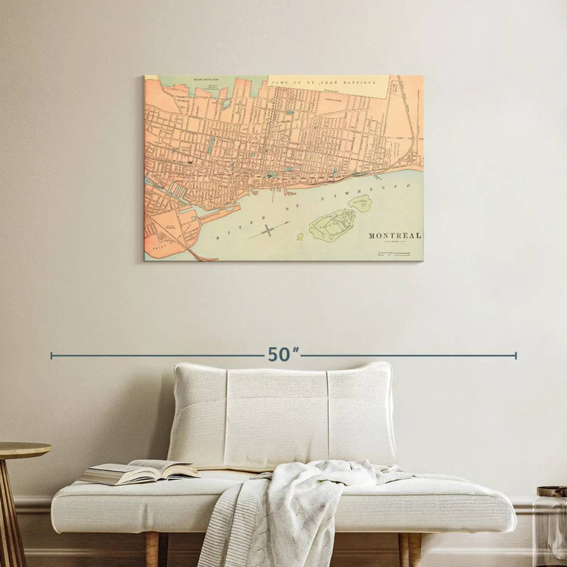 Map Of Montreal, 24" H x 36" W