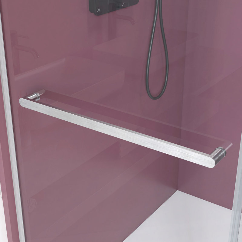 Double porte de douche coulissante sans cadre avec verre transparent de 3/8 pouce (10 mm), Argent argent