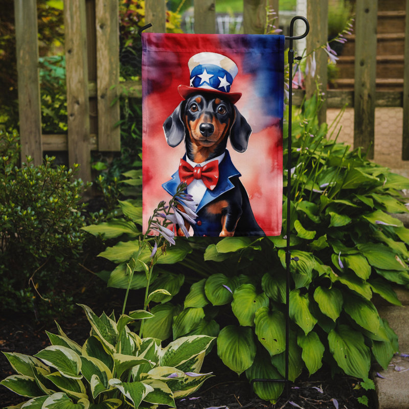 Drapeau patriotique du jardin américain, Teckel noir multicolore
