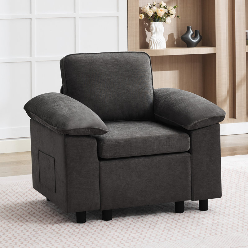 Fauteuil en chenille rembourré l 37,8 po, Gris foncé