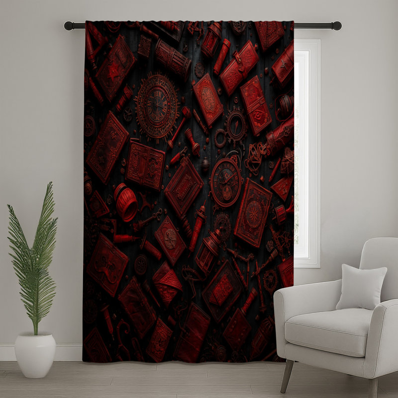 Rideaux et voilages antiques avec cache-cache Steampunk, 50" x 92" - 1 Panel, Blockout