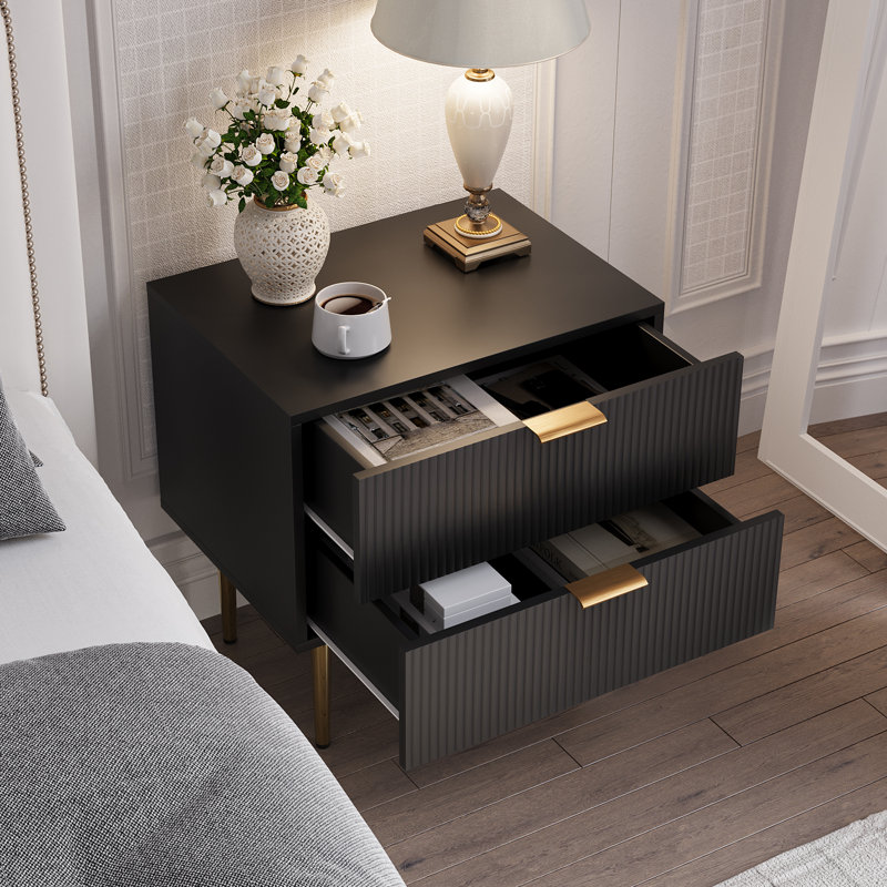 53 cm W Bedside Table, Black