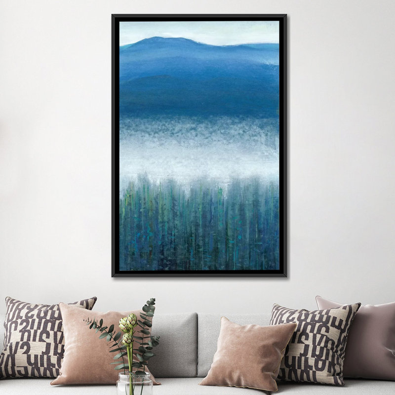 « valley fog ii », impression sur toile, H 26 po x l 18 po x P 1,5 po, Toile avec cadre noir, Pas de tapis