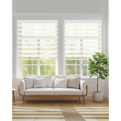  Store zébré motorisé avec télécommande | Abat-jour électriques à double couche, stores intelligents sans fil pour le salon, la chambre à coucher et le bureau à domicile (blanc perle, l 34 po x H 60 po)