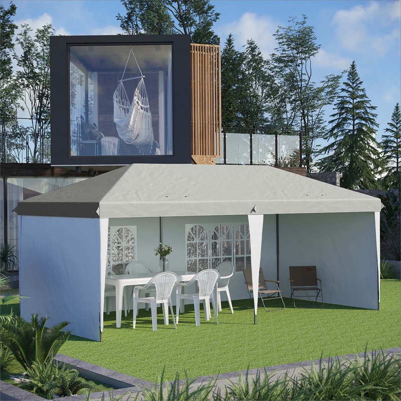 Outsunny 10' X 20' Pop Up Canopy Tent With 4 Sidewalls, Heavy Duty Tents For Parties, Outdoor Instant Gazebo With Carry Bag, For Outdoor, Garden, Patio