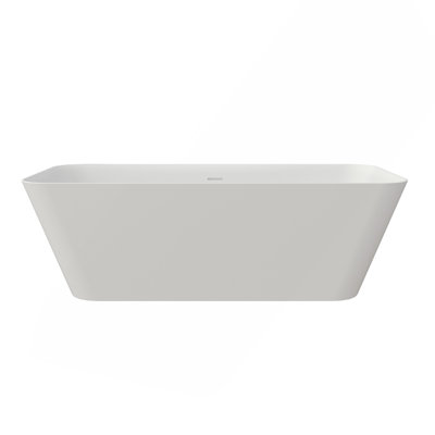 67 Inch Solid Surface Soaking Bathtub - Deep Soak Freestanding Tub
