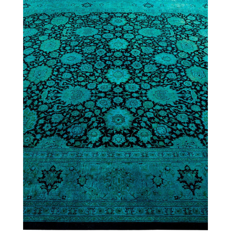 Tapis bleu noué à la main de conception unique Holsworth - bleu