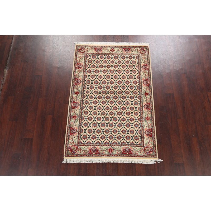 Tapis unique beige / ivoire noué à la main nouvel âge 4 pi 1 po x 6 pi 1 po