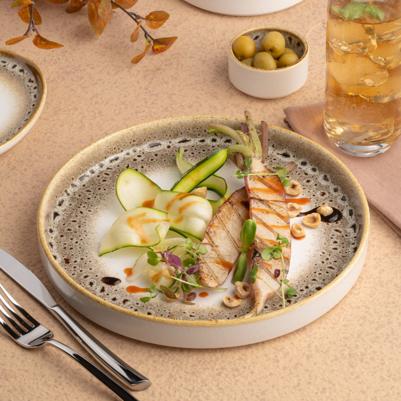 Assiette en porcelaine de qualité supérieure JAGUAR | Assiette plate empilable | Va au micro-ondes et au lave-vaisselle