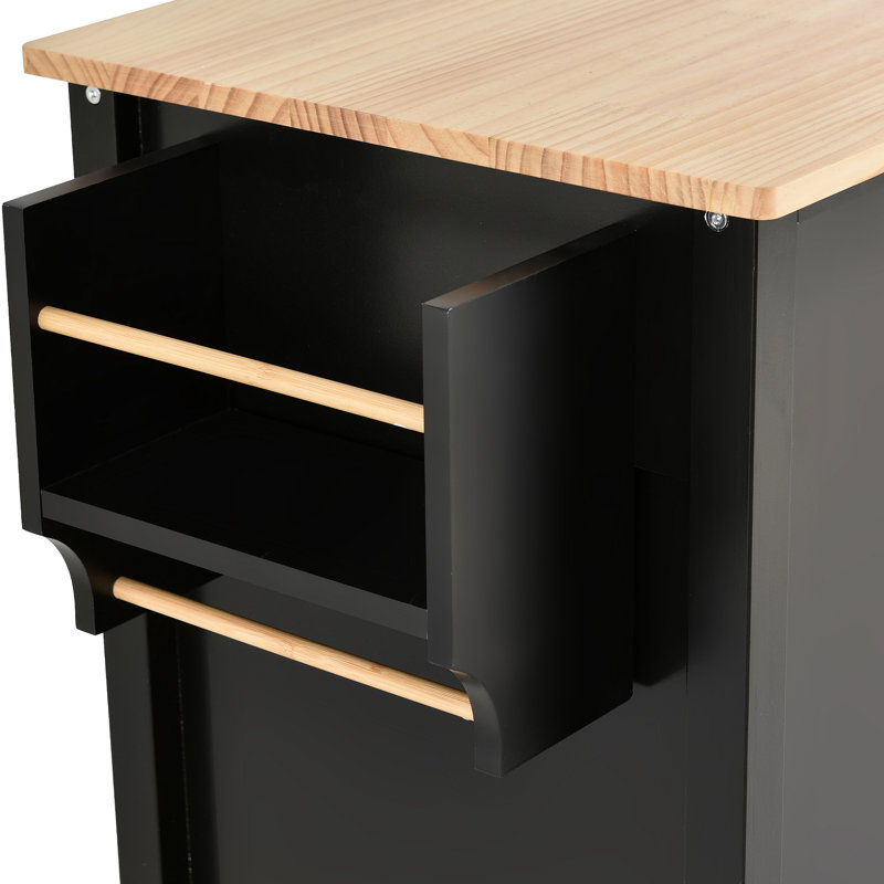 Kitchen Island Cart With Solid Wood Top And Locking Wheels,54.3 Inch Width,4 Door Cabinet And Two Drawers,Spice Rack, Towel Rack