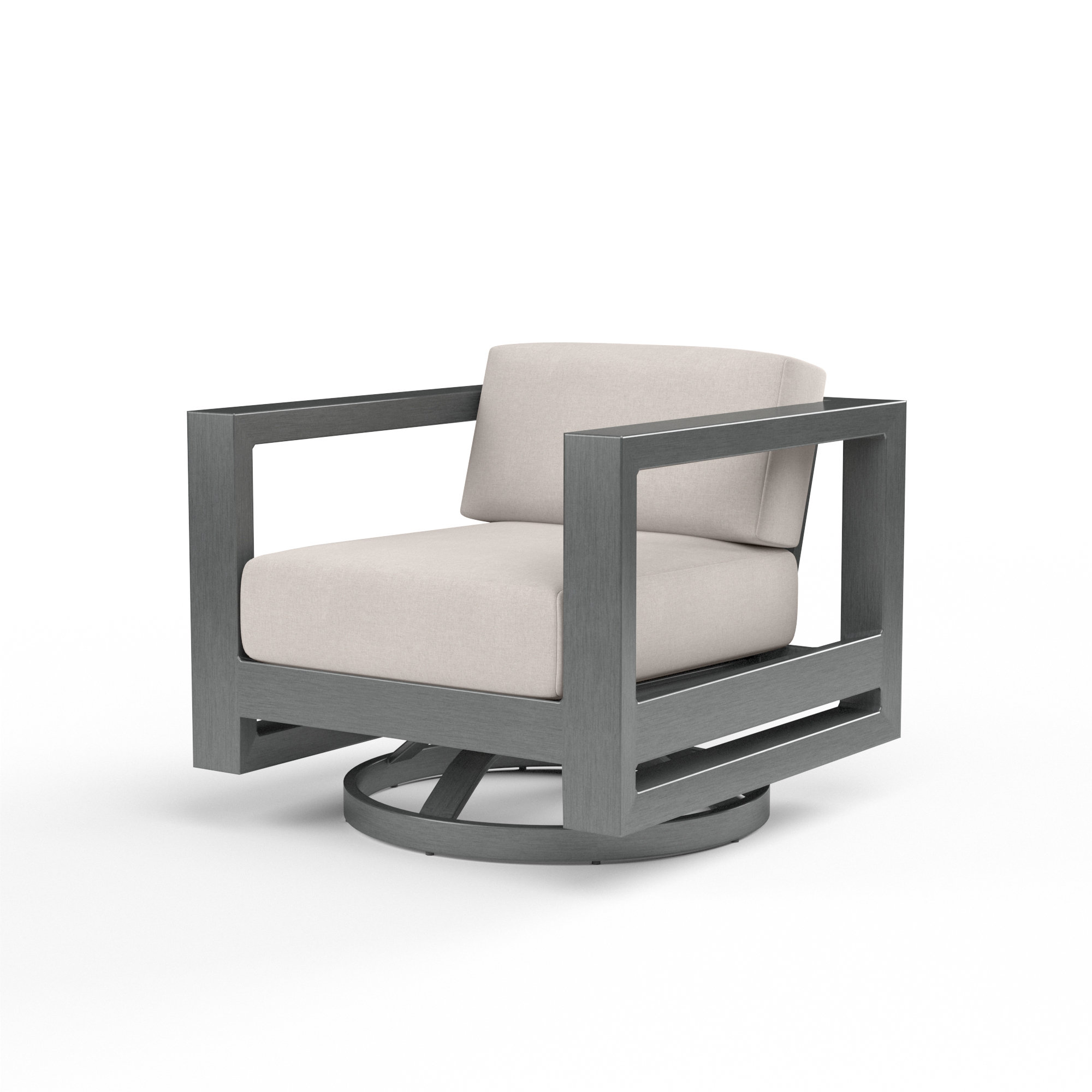 Georgie Swivel Aluminum Outdoor Lounge Chair , Sunbrella® Cushions Included, Canvas Natural Sunbrella® Canvas