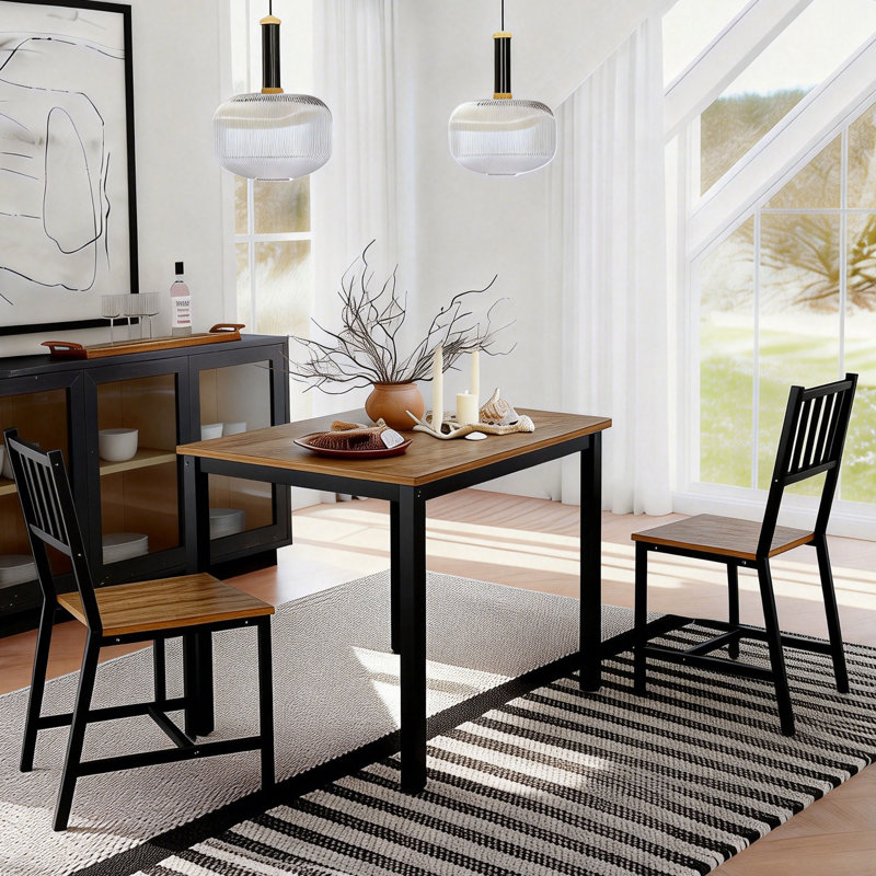 Ensemble de table de salle à manger rectangulaire 3 pièces, petite table de cuisine de style industriel et chaises pour 2