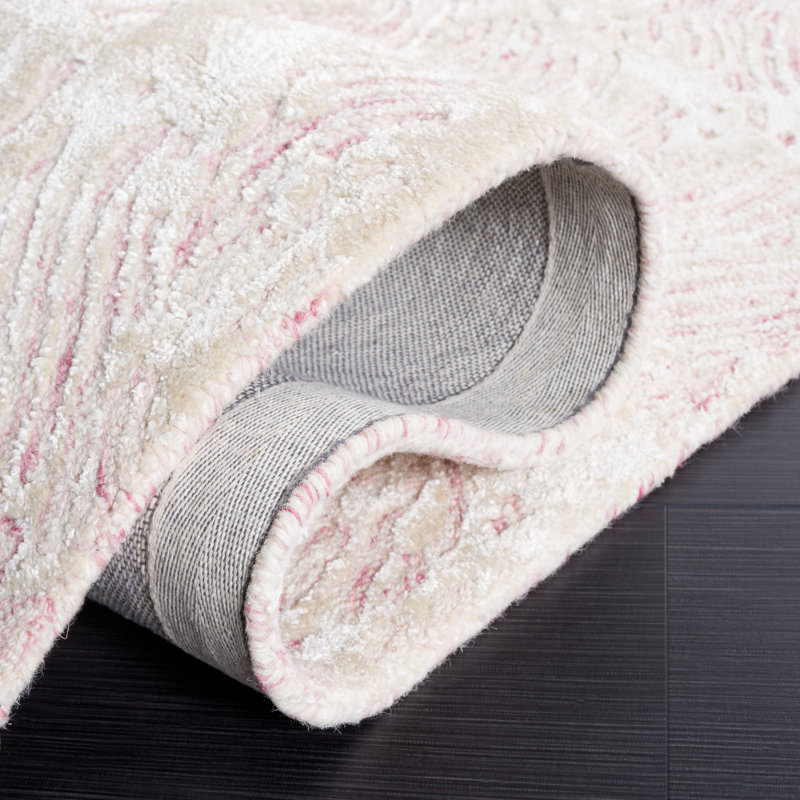 Tapis ivoire en laine et en coton touffeté à la main Glamour, Rectangle 5 pi x 8 pi