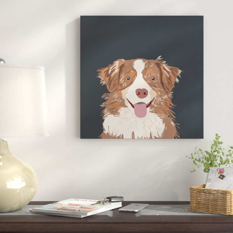 Berger australien I, impression sur toile tendue, H 18 po x l 18 po x P 1,5 po, Toile avec cadre noir, Pas de tapis