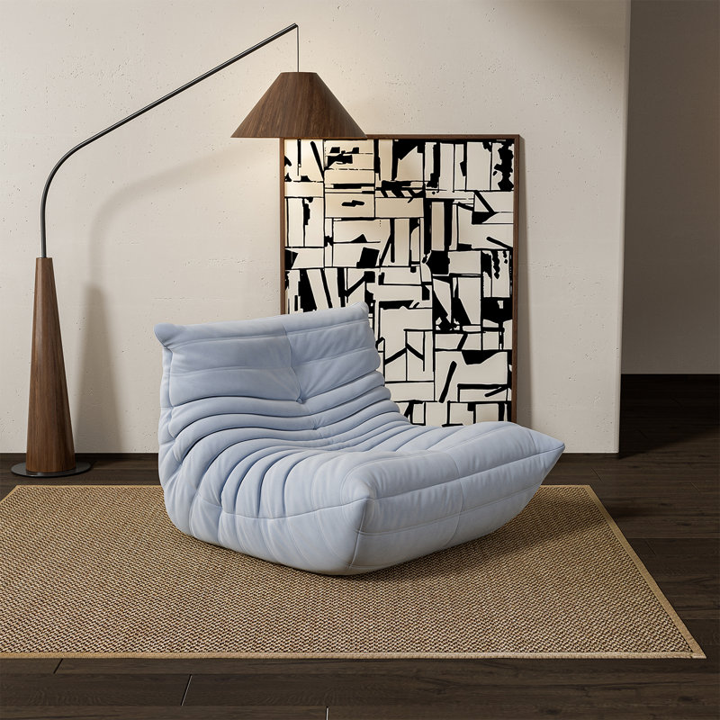 Méridienne à billes Danial, Microsuède / microfibre bleu marine