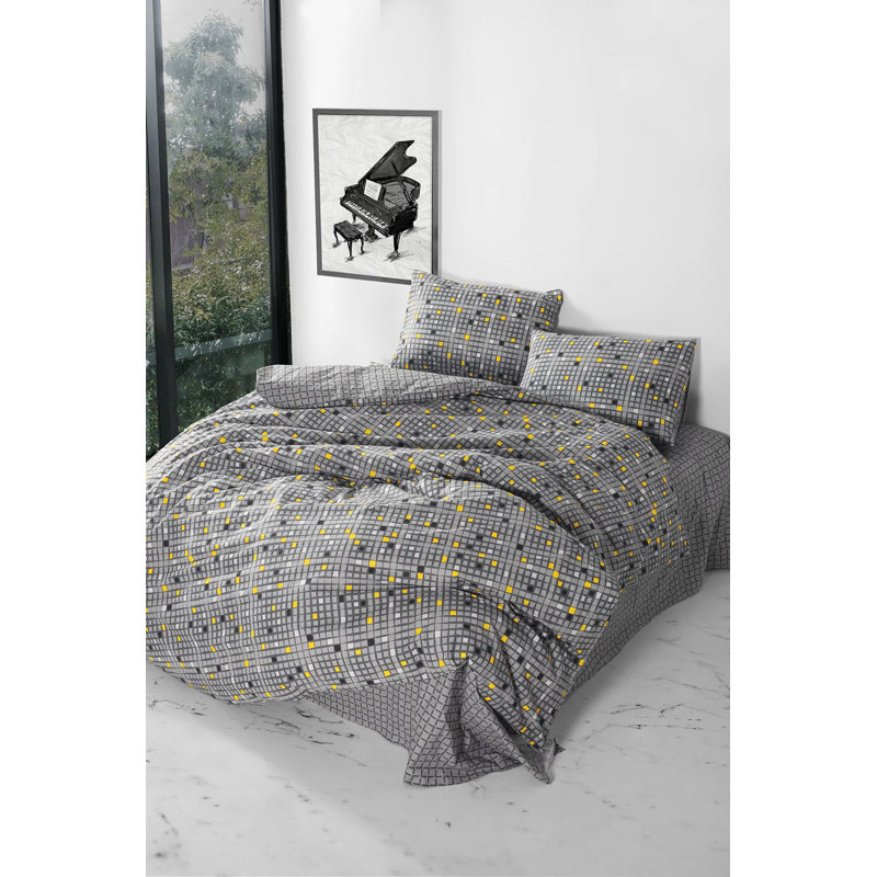 100% Cotton Ranforce Double Quilt Cover Set, Lilac | 79 x 79 inches Duvet Cover & 31.5 x 31.5 inches Pillowcases (2 Pieces) | Machine Washable, 145 Thread Count, Button Closure | Soft & Durable Bedding for a Cozy Bedroom