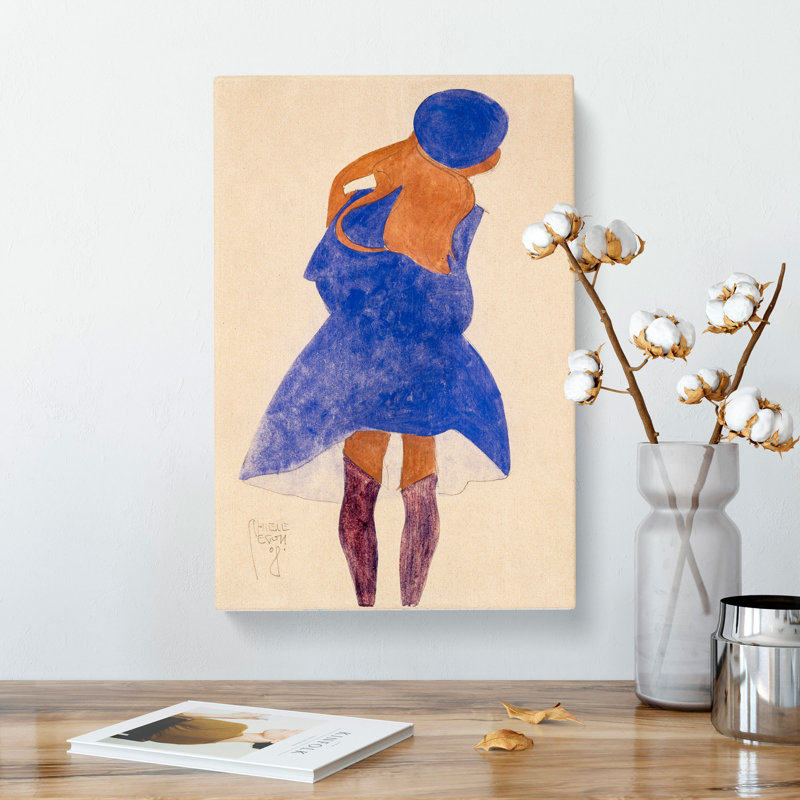 Girl In Blue by Egon Schiele - Wrapped Canvas, 76cm H x 50cm W x 3cm D
