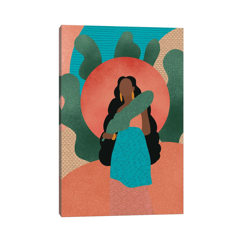 Femme noire dans la nature, H 40 po x l 26 po x P 1,5 po