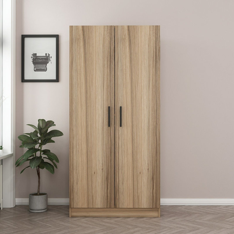 Armoire traditionnelle en chêne, 35,4 po x 74,8 po x 20,5 po | 100% panneau de particules enduit de mélamine, épaisseur: 0,7 pouce | Solution de rangement élégante pour chambre à coucher et garde-robe, design durable et élégant