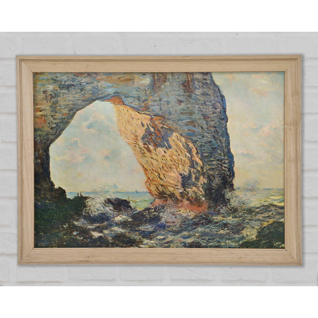 Gerahmtes Leinwandbild The Rocky Cliffs Of Etretat La Porte Man 1 von Monet