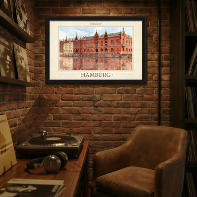 Scenic & Cityscapes Hamburg Germany Building Water Reflection Art Print