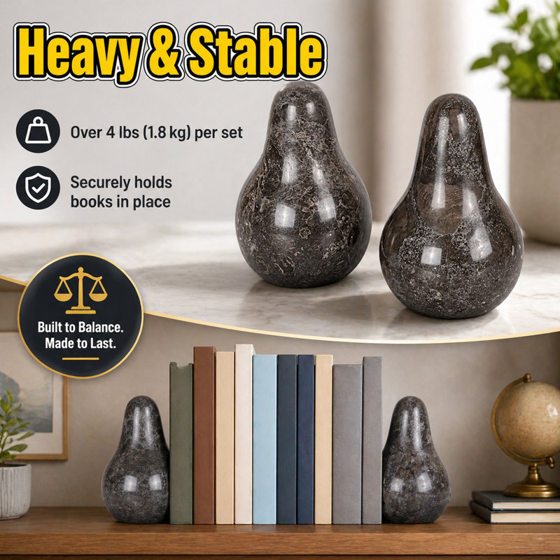 Natural Marble Pear-Shaped Bookends