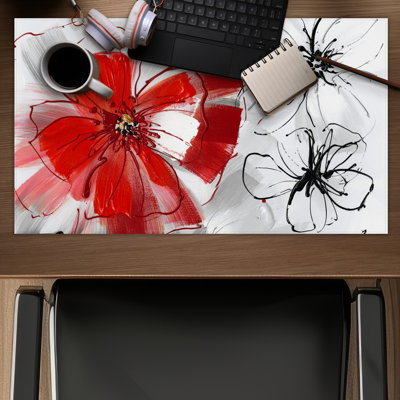 Red & Gray Flowers Gaming Mat for Home Decor - Stylish Design