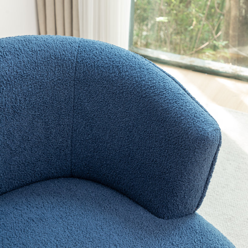 Olevide Swivel Barrel Chair, Navy Teddy