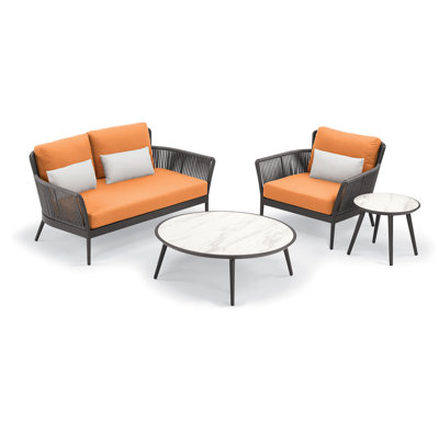 Ensemble de conversation avec canapé et coussins 4 pièces Tomecca