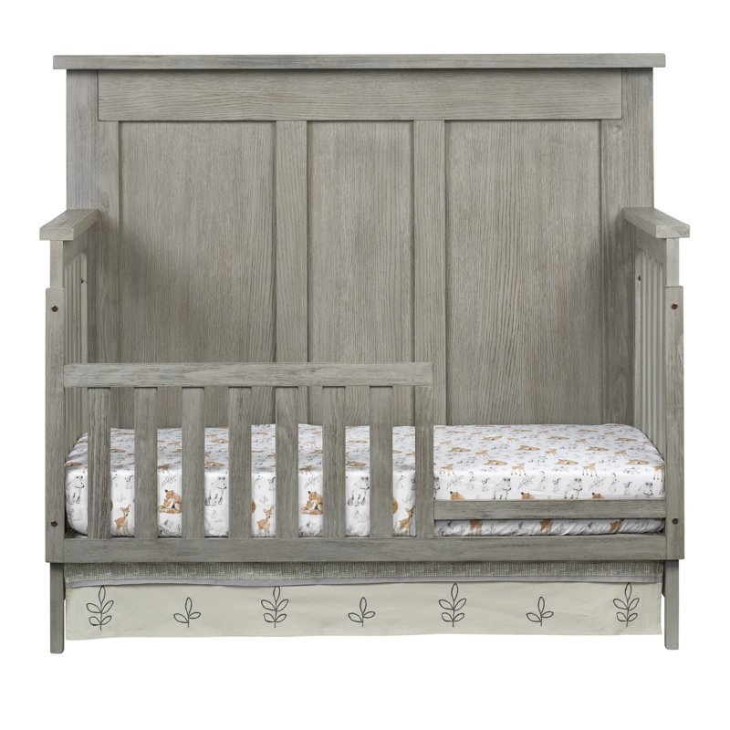 Oak Gray 4-in-1 Convertible Crib with Rustic Wainscoting