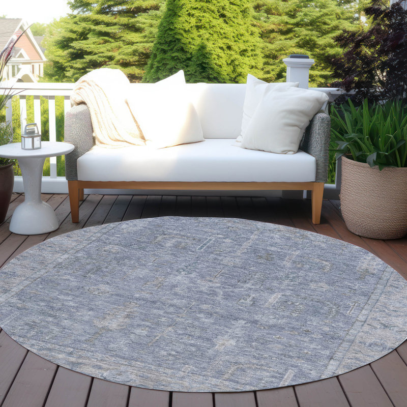Tapis intérieur / extérieur bleu Zia , 2 pi 6 po x 3 pi 10 po