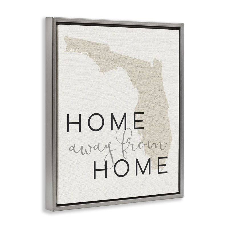 Home Sweet Florida, typographie, Cadre flottant gris lustré, H 21 po x l 17 po