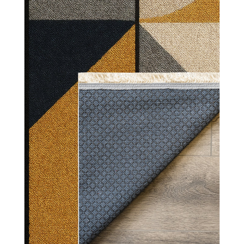 Gustin Collection Digital Print Cotton-Polyester Brown Multicolor Geometric Rug, Runner 2'8" x 11'6"