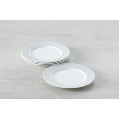 Fortessa Ornament  Bone China, 10.75" Dinner Plate (Set of 4), White/Green
