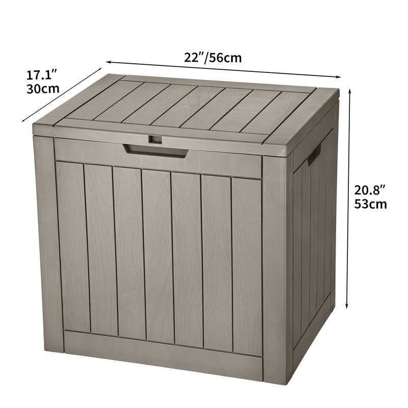 Edrosie Inc 22'' W 32 Gallons Water Resistant Resin Lockable Deck Box, Gray