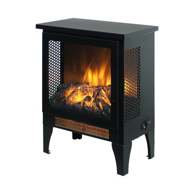 Poêle électrique avec effet de flamme 3D, 1400W / 700W chaleur, 5000 / H, 400 Sq. Pi. Surface de chauffage, DEL 50 000 heures, autoportant, poêle autoportant noir antique de 15 po, flamme, caractéristiques, amovible