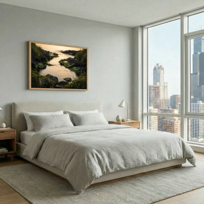 Ensemble de 1 tableau sur toile représentant un ruisseau naturel