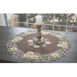 Roxbury Embroidered Gold Daisy on Brown Table Topper (33" Round)
