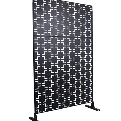 Metal Privacy Screen 76" H48" W - For Outdoor Use Black Fence Metal, Rust- Patio