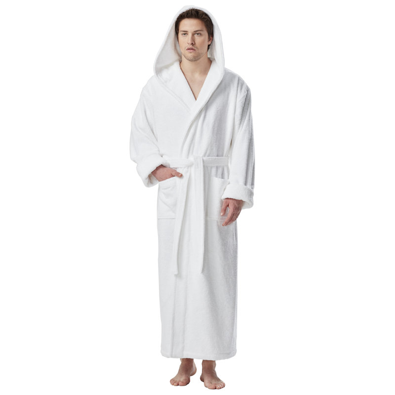 Peignoir à capuche mâle 100% coton avec capuche Bulloch, H 59 po x l 29,5 po, blanc